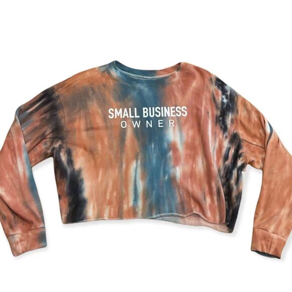 NWT Wool + Pepper Co. Small Business Owner Tie Dye Crop Crewneck Sweater - Picture 1 of 5